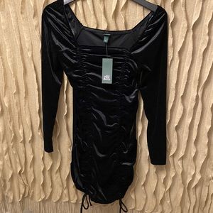 Ruched black velvet dress size M